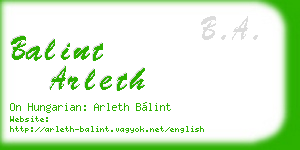 balint arleth business card